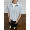 Camisa de Rayas Verticales con Cuello en V Falsa de Dos Piezas para Hombre, Camisa de Manga con Dobladillo Elástico de Verano, Camiseta Casual Suelta Elegante para Hombre