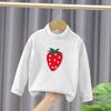 Nueva camisa de manga larga cálida con cuello alto medio para niñas estilo dopamina, otoño e invierno 2023, camiseta interior de terciopelo para niños