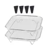 Cesta cuadrada para hornear de acero inoxidable 304 para freidora de aire transfronteriza, rejilla cuadrada para hornear, red para escurrir aceite de pollo, accesorios para freidora doméstica