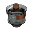 Tazón con tapa de vidrio estilo japonés tazón de té transparente tapa de bambú taza de té anti-quemaduras con orificio para filtro taza de té olla de kung fu de mano