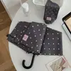 Paraguas transparente con mango curvo de lunares pequeños, 70% de descuento, estilo coreano fresco y simple, totalmente automático, reforzado, resistente al viento, plegable, doble uso para sol y lluvia
