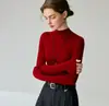 Baicai Rong 2026 Outono/Inverno Novo Estilo Malha Fina 100% Lã de Yangzi Tricô Suéter de Lã Pura Gola Alta Meia Manga Top