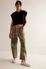 Jeans Nuevos Transfronterizos Europeos y Americanos para Mujer, Estilo Americano Retro, Cintura Alta, Multibolsillos, Cordón, Pantalones de Mezclilla Rectos