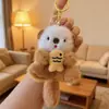 Lindo Peluche de Nutria Colgante con Pez, Llavero para Bolso de Castor, Adorno de Muñeco, Nutria Marina Sosteniendo un Pez