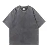 Camiseta de Manga Corta Pesada Transfronteriza de Algodón Puro 250g Lavada y Desgastada con Hombros Caídos Vintage, Corte Holgado, Talla Grande, Camiseta Básica