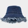 Sombrero de pescador de mezclilla desgastada de marca de moda, sombrero de lavabo de ala grande con placa ligera lavada de moda urbana de primavera y verano, sombrero de sol para mujer