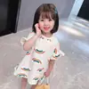 Conjunto de Falda y Camiseta para Niña 2021 Verano Falda para Bebé Niña Camiseta Arcoíris Estilo Coreano Linda Vestido Infantil de Longitud Media