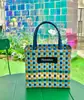 Cesta de Vegetais Puramente Tecida à Mão Bolsa Grande Capacidade Sacola de Compras Armazenamento para Férias Piquenique Azul Nova Bolsa Feminina 2025