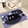 Alfombra de Piso de Barro de Diatomeas de Gato Negro Linda de Dibujos Animados para Baño Inodoro Absorbente de Agua Antideslizante Resistente a la Suciedad Inodora Fácil de Cuidar