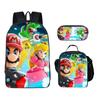 Mochila Escolar Mario para Meninos do Ensino Fundamental (3º ao 6º ano) - Conjunto de Três Peças - Jogo de Desenho Animado do Mario