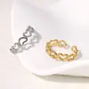 Anéis Vazados em Forma de Coração para Mulheres, Moda Europeia e Americana, Estilo Hip-Hop Personalizado, Anéis Simples de Cobre em Forma de Coração Atacado