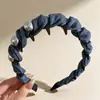 Diadema Vintage de Mezclilla con Perlas Retorcidas para Mujer, Corona Alta, Antideslizante, Sencilla y Versátil, Adecuada para el Trayecto Diario