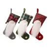 Nova Meia de Natal de Tecido Xadrez Decorações Pingentes de Natal Meias de Natal Sacolas de Presente Enfeites de Natal Suprimentos Decorativos