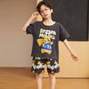 Pijamas de verano para niños, con dibujos animados, cuello redondo, manga corta, pantalones cortos, ropa de verano con aire acondicionado, ropa de hogar para niños pequeños y medianos.