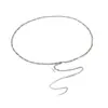 Cadena de cintura plana de plata, cadena de vientre simple y versátil para mujer, fino accesorio de cadena de cintura para uso diario, en stock