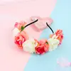 Diadema Grande de Corona de Rosas, Diadema de Flores Artificiales de Seda de Comercio Exterior, Accesorio para el Cabello de Actuación Infantil, Tocado para Sesión de Fotos de Novia