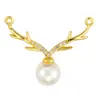 Pingente de Veado Cravejado de Diamantes "Veado" Corrente para Clavícula Feminina Segura Colar de Pérolas de Imitação de Água Doce Design de Nicho Feminino