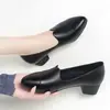 Zapatos de Trabajo Nuevos de Otoño 2026 para Mujer, Suela Suave, Tacón Grueso, sin Cordones, Zapatos de Cuero para Oficina, Profesionales, Ligeros, Zapatos de Mamá, Zapatos de Vestir
