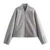 Moda Femenina Nueva Otoño/Invierno 2026 Amazon Transfronteriza Europea y Americana Holgada Casual Color Sólido Versátil Chaqueta Bomber