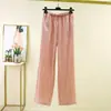 Calça Reta de Linho Respirável Fina Feminina Primavera Verão Cintura Alta Emagrecimento Solta Caimento Casual Calças Dropshipping