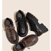 Zapatos de cuero pequeños con cordones para mujer, primavera y otoño 2025, nuevos mocasines vintage marrones de suela gruesa, zapatos casuales de estilo británico.