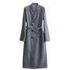 Vestido Traje, Gabardina de Lana de Alta Gama Estilo Otoño, Falda Larga Gris, Atuendo Profesional, Ropa de Trabajo Elegante para Mujer, Primavera y Otoño