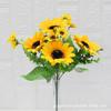 Ramo de Girasoles Artificiales con 7 Cabezas, Crisantemo Grande al por Mayor para Decoración de Ingeniería, Flores Artificiales y Plantas Verdes