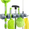 Estante de Almacenamiento Rectangular de Alta Resistencia Montado en la Pared para Escobas, Trapeadores o Bolsas de Almacenamiento para Herramientas, con Ganchos y Ranuras, Adecuado para Uso