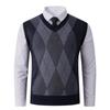 Chaleco de Punto con Cuello en V para Hombre Otoño e Invierno Nuevo Estilo Suéter sin Mangas con Forro Polar Suéter Casual para Papás de Mediana Edad y Mayores