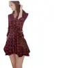 Vestido Camisa Plaid de Manga Larga Plisado Estilo Vintage 2026 para Mujer, Vestido Base Delgado de Manga Larga que Ceñe la Cintura