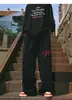 Pantalones Deportivos de Caída de Moda Estilo Urbano para Hombres y Mujeres, Primavera y Otoño Estampado de Letras Rectos Holgados Versátiles Casuales Largos