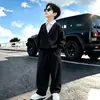 Conjunto de otoño para niños 2026 nuevo estilo coreano conjunto de dos piezas de otoño para niños mayores, conjunto de dos piezas de suéter de punto