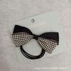Corda de Cabeça com Laço Preto Xadrez Houndstooth Estilo Coreano Simples Elegante Dou Ma Corda de Cabelo Multi-fios de Alta Elasticidade Anel de Cabelo Tendão de Borracha