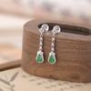 Yilu Silver S925 Sterling Silver Green Esmeralda Moda Entrada Luxo Folu Gourd Brincos Estilo Nacional Elegante All-match Brincos Longos