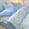 Conjunto de quatro peças espessado para lixar atacado simples conjunto de três peças para dormitório estudantil lavável à máquina amigo da pele peça única capa de edredom individual para casa