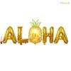 Globos de Papel Aluminizado Letras Aloha de 16 pulgadas Globos Color Oro Rosa Globos de Película de Aluminio Piña Escena Aloha P
