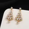 Brincos de Árvore de Natal Criativos Exagerados Novos Europeus e Americanos Incrustados com Diamantes Brincos de Diamante de Natal Elegantes Personalizados Brincos Mulheres