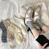 Meias Femininas de Algodão Puro com Bolinhas Meia Cano Médio Feminina Estilo Ins Primavera e Outono Cinza Cacheado Estilo Japonês Moda Bolinhas Meias Empilhadas Sem Costura
