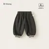 Bangxuan Moda Infantil Novidades de Outono Calças Casuais para Meninos Joggers de Cor Sólida Calças Longas Soltas para Bebês e Crianças Pequenas Calças de Menino