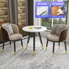 Conjunto de Mesa e Cadeiras de Lazer para Varanda da Moda, Mesa Redonda Simples de Camada Dupla para Recepção e Negociação, Uma Mesa e Duas Cadeiras, Conjunto de Três Peças para Receber Convidados