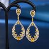 Nuevos Pendientes de Plata de Alta Gama, Modernos y Elegantes, con Incrustaciones de Circonitas de Colores y Pendientes Geométricos de Platino para Mujer