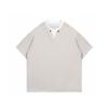 Beijie marca de moda americana masculina verão 2025 novo 300g gola contraste falso dois manga curta camiseta masculina tee