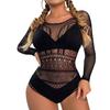 Amazon Lencería Sexy Caliente Manga Larga Espalda Descubierta Falda Cadera Hueco Lunares Perspectiva Tentación Bikini