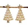 Brincos de Árvore de Natal com Diamantes Coloridos e Pérolas Acessíveis de Luxo de Alta Gama Transfronteiriços Europeus e Americanos Brincos de Natal Brincos de Natal Outono e Inverno Joias