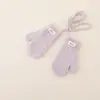 Cachecol de tricô liso, conjunto de luvas e cachecol de outono e inverno para crianças, meninos e meninas, luvas de pendurar no pescoço, cachecol grosso e quente