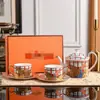 Estilo Europeo Lujo Ligero Tela Hermes Porcelana Ósea Gama Alta Cena Occidental Hotel de Gama Alta Club Juego de Tazas y Platillos de Café para Pareja Set de Regalo