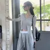Tallas actualizadas disponibles: Nuevo cárdigan de punto chic coreano con cuello en V y cuello halter, con top de dos piezas falso ajustado