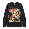 Camiseta Retro Hip-hop Transfronteriza Estampada TUPAC Americana Vintage Lavada Suelta Pesada Suelta Cuello Redondo Manga Corta