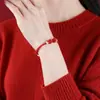 Nudo de Flor de Durazno Pulsera Semi-Terminada Hilo Rojo para el Año de Nacimiento DIY Se Puede Usar para Enhebrar Cuentas y Oro, Pulsera de Cuerda Trenzada de Ocho Hilos Hecha a Mano