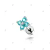 Aretes de Tachuela de Esmeralda Paraíba Verde con Diseño Floral en Forma de Corazón, Estilo Popular, Adecuados para Perforación de Oreja